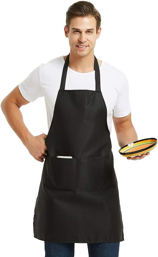 DUSKCOVE 12 Pack Plain Bib Aprons with 2 Pockets - Red Unisex Commercial Apron Bulk for Kitchen Cooking Restaurant BBQ Painting Crafting