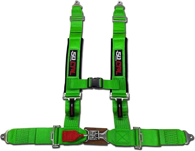 4 Point 2" Racing Harness for Bucket Seats, Quick Release Safety Belt for UTV/RZR, Adjustable Seatbelt with Mounting Hardware, Choose from 9 Colors, Secure Fit for Off-Road Vehicles, Green, (6008A1)
