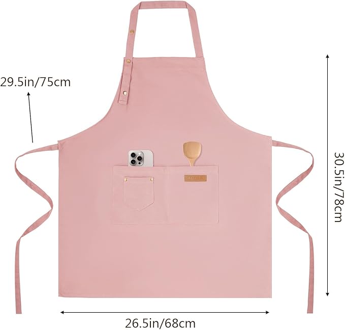 Tosewever Art Aprons for Women Painting Pottery Baking, Mens Buckle Straps Kitchen Apron with Pockets for Chef Cooking
