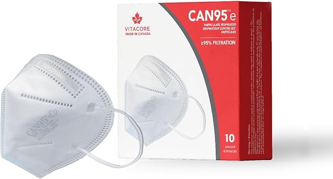 Vitacore CAN95e Disposable White Earloop Mask | 5-Ply Protection | Premium Skin-Friendly Materials | Comfortable Fit