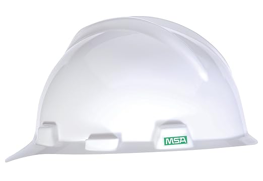 MSA 473284 V-Gard Cap Style Safety Hard Hat With Staz-on Pinlock Suspension | Polyethylene Shell, Superior Impact Protection, Self Adjusting Crown Straps - Large Size in White