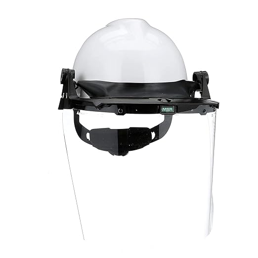 MSA 10118695 V-Gard Accessory System Kit, Includes: White V-Gard Cap, V-Gard Frame for Slotted Caps, Clear V-Gard Polycarbonate (PC) Visor, Superior Impact Protection