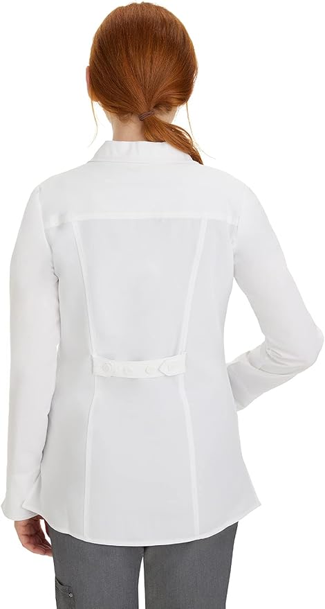 Healing Hands Womens Lab Coat 4 Pocket Full Sleeve Mid Length 5064 Felicity The White Coat Minimalist Collection