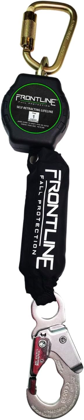 Frontline RPAS Aramid Fiber Web SRL | 6'-12' Single Leg | Steel Snap Hook | Lightweight & Compact | Durable Housing | Quick-Action Brake | 310 lbs Capacity | ANSI & OSHA Compliant.