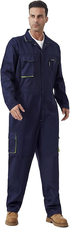 Men's Work Coverall Long Sleeves Overalls Mechanics Coveralls Workwear Jumpsuit with Multi Pockets