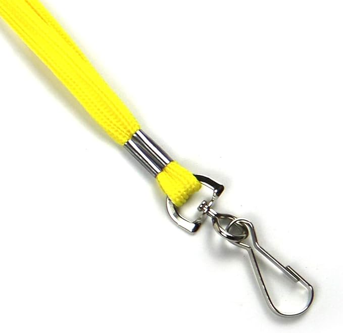 Beebel Lanyards 100 Pack Black Lanyards with Swivel Hook Clips for ID Name Badge Holder (Yellow, 100 Pack)
