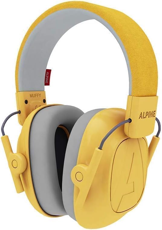Alpine Muffy Kids - Hearing Protection - CE & ANSI Certified - Adjustable for Ages 3-16 years - Noise Cancelling Headphones - 25dB Sound Reduction Ideal for Protection and Concentration Aid - Yellow