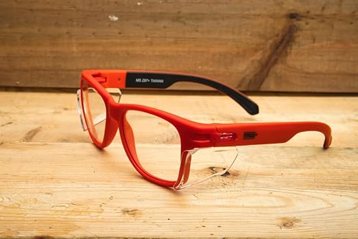 MAGID Y50 Series Performance Anti-Fog Polycarbonate Safety Glasses with Side Shields, 6 Pairs, Clear Lens | Red Frame, Y50RDAFC