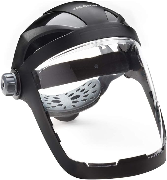 Jackson Safety QUAD 500 Face Shield - Anti-Fog Window with Chin Guard - ANSI Z87.1 & OSHA - (Multiple Styles & Headgears)
