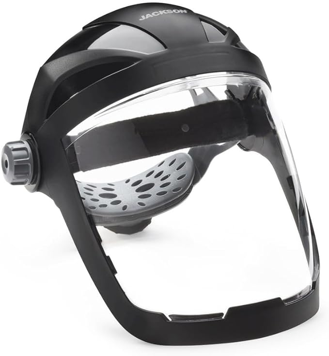 Jackson Safety QUAD 500 Face Shield - Anti-Fog Window with Chin Guard - ANSI Z87.1 & OSHA - (Multiple Styles & Headgears)