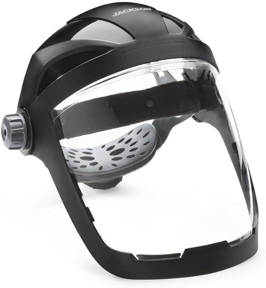 Jackson Safety QUAD 500 Face Shield - Anti-Fog Window with Chin Guard - ANSI Z87.1 & OSHA - (Multiple Styles & Headgears)