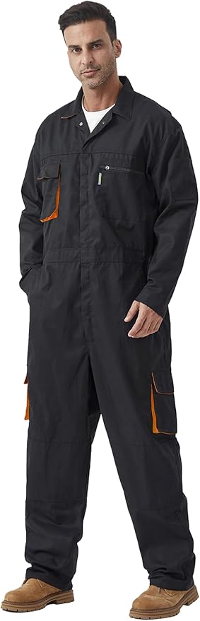 Men's Work Coverall Long Sleeves Overalls Mechanics Coveralls Workwear Jumpsuit with Multi Pockets