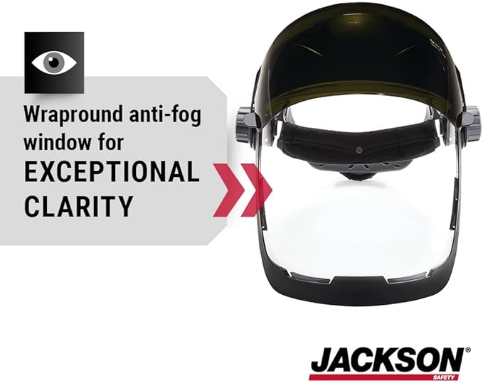Jackson Safety QUAD 500 Face Shield - Anti-Fog Window with Chin Guard - ANSI Z87.1 & OSHA - (Multiple Styles & Headgears)