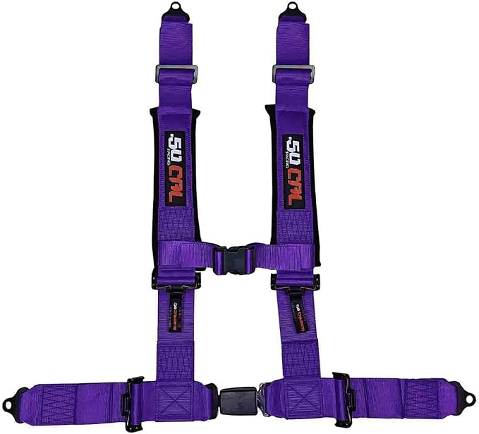 Purple 4 Point Harness for Bucket Seat, Push Button Release, 10 Color Options, Racing Harness, Race Car, Off Road Vehicle, UTV, RZR (1 Unit) [6036]