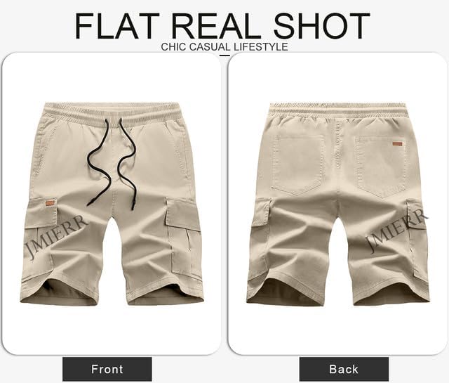 JMIERR Mens Casual Twill Cargo Shorts Cotton Drawstring Classic Cargo Stretch Short with 6 Pockets