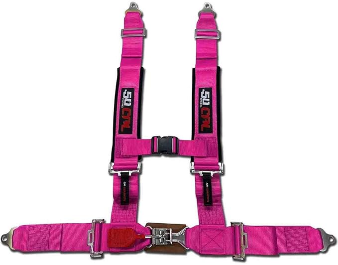 4 Point 2" Racing Harness for Bucket Seats, Quick Release Safety Belt for UTV/RZR, Adjustable Seatbelt with Mounting Hardware, Choose from 9 Colors, Secure Fit for Off-Road Vehicles, Pink, (6008A2)
