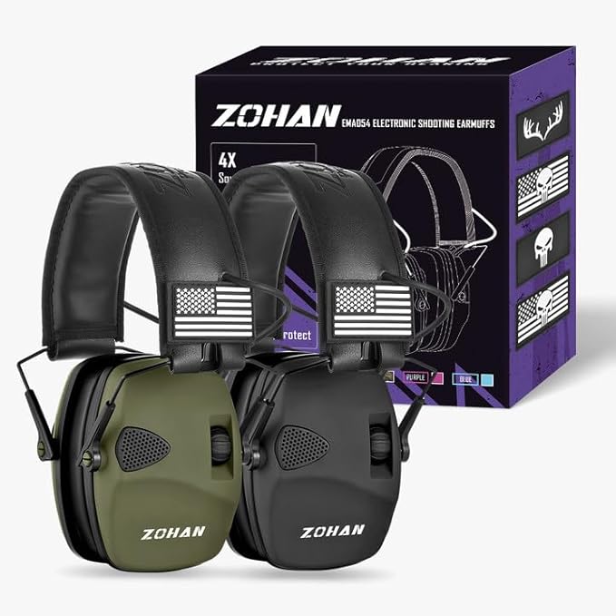 ZOHAN EM054 Electronic Shooting Ear Protection with Sound Amplification, Slim Active Noise Reduction Earmuffs for Gun Range