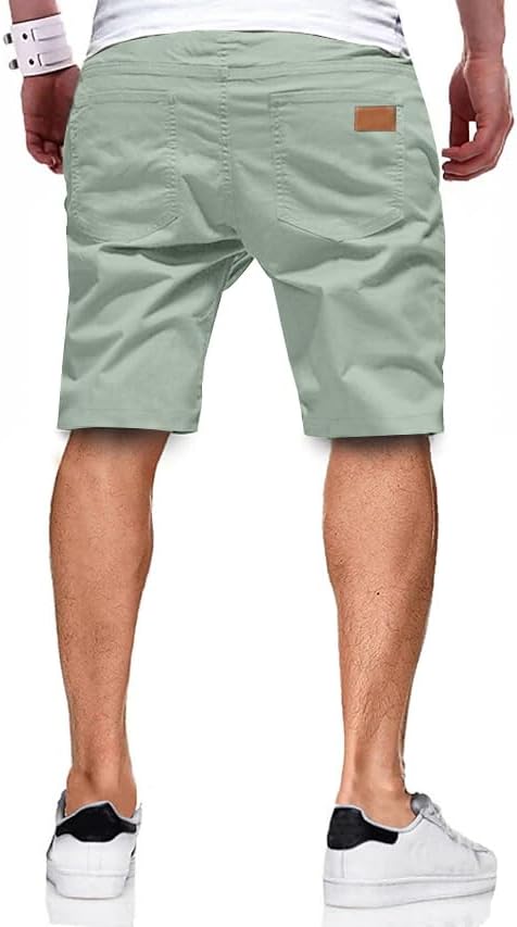 JMIERR Mens Casual Shorts - Cotton Drawstring Summer Beach Stretch Twill Chino Golf Shorts