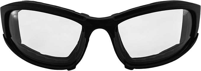 Global Vision Assault 24 Motorcycle Sunglasses Safety Glasses ANSI Z87.1 Convertible to Goggles Foam-Padded Black Frame w/Photochromic Lenses (Clear to Smoke)