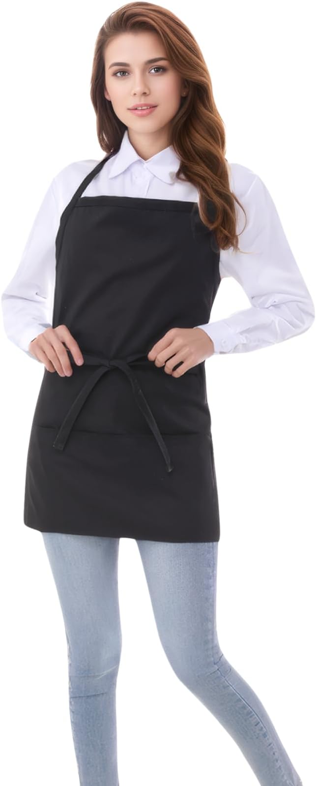 Short Cotton Aprons for Women with 3 Pockets, Chef Apron for Unisex,Waitress Apron for Kitchen Cooking Restaurant BBQ
