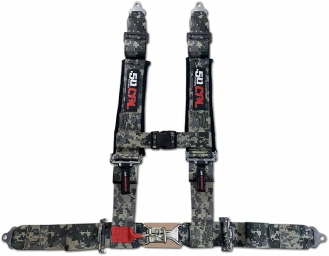 4 Point 2" Racing Harness for Bucket Seats, Quick Release Safety Belt for UTV/RZR, Adjustable Seatbelt with Mounting Hardware, Choose from 9 Colors, Secure Fit for Off-Road Vehicles, Camo, (6008A7)