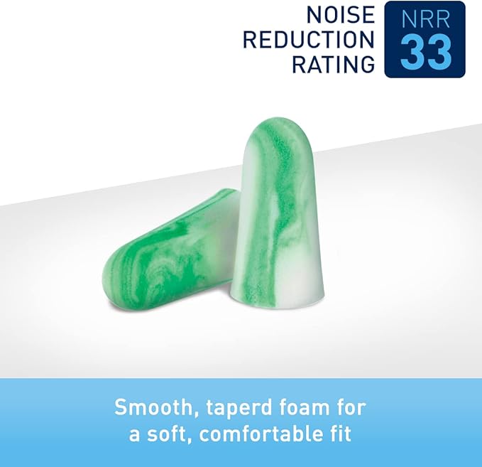 Flents Protechs Reusable Work Ear Plugs, Ideal for Construction Offering Protection From Loud Environments, 8 Pairs with Travel Size Case, Easy Use Comfort Fit, NRR 33, Green, Made In The USA