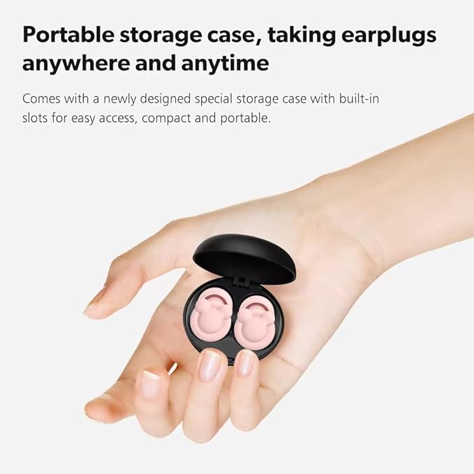 Ear Plugs for Sleeping Noise Reduction, Hearing Protection Ear Plugs for Sleep, snoring, Study, Super Soft with 8 Ear Tips in XS/S/M/L (Black)