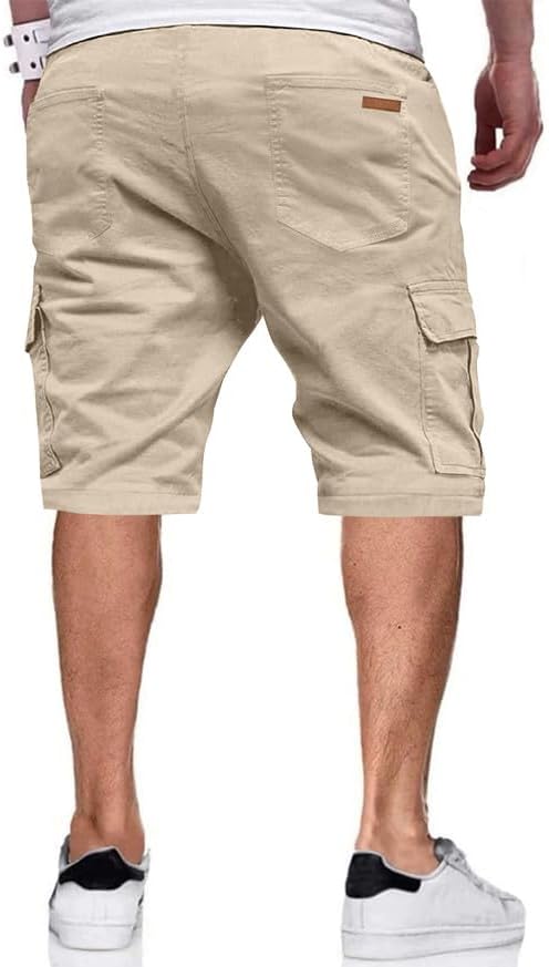JMIERR Mens Casual Twill Cargo Shorts Cotton Drawstring Classic Cargo Stretch Short with 6 Pockets