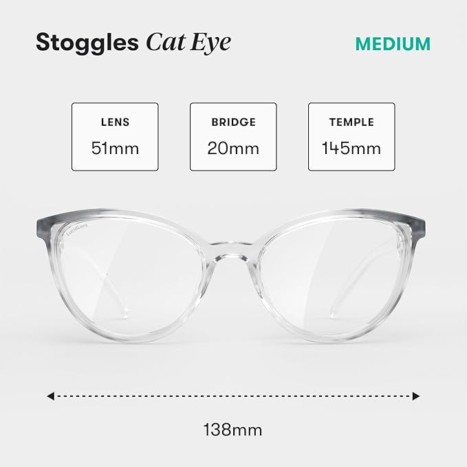 Stoggles Cat Eye Z87.1 Certified Safety Glasses, Blue-Light, UV Blocking Lens, Top & Side Shield, Anti-Fog, Stylish Eyewear