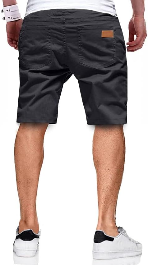JMIERR Mens Casual Shorts - Cotton Drawstring Summer Beach Stretch Twill Chino Golf Shorts