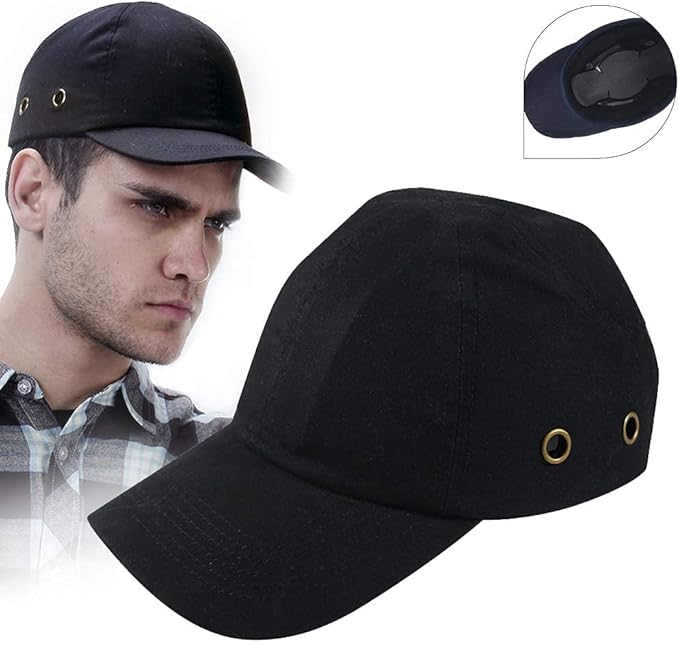 Baseball Bump Cap, Safety Hard Hat Style Comfortable Lightweight Head Protection Cap Adjustable Four Vents Protective Hat for Men Women