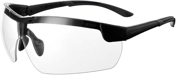 Anti Fog&Anti Scratch Safety Glasses for Men Women,Clear Lens,Adjustable Work Safety Goggles,Anti-UV Eyewear,Eye Protection for Shooting,Mowing,Sports,Hunting,Working(Black Clear)