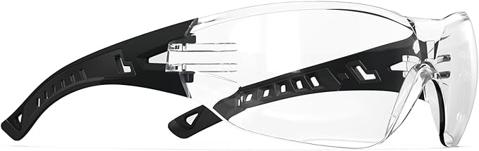 Safety Glasses with Clear Wraparound Lenses and Vented Frame