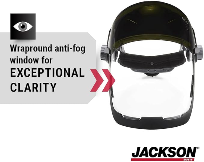 Jackson Safety QUAD 500 Face Shield - Anti-Fog Window with Chin Guard - ANSI Z87.1 & OSHA - (Multiple Styles & Headgears)