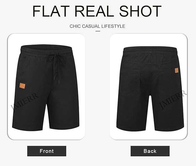 JMIERR Mens Casual Shorts - Cotton Drawstring Summer Beach Stretch Twill Chino Golf Shorts