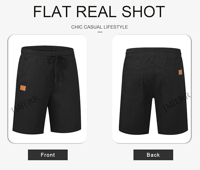 JMIERR Mens Casual Shorts - Cotton Drawstring Summer Beach Stretch Twill Chino Golf Shorts