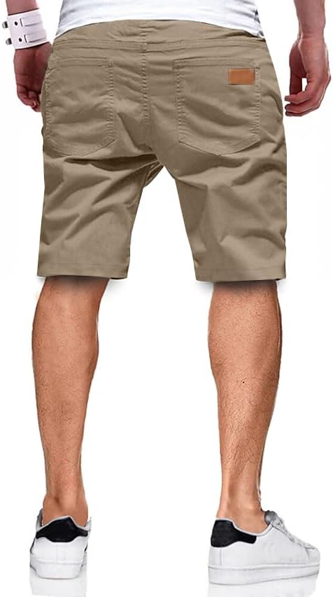 JMIERR Mens Casual Shorts - Cotton Drawstring Summer Beach Stretch Twill Chino Golf Shorts