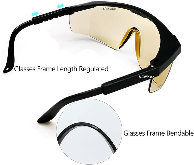 MCWlaser CO2 laser safety glasses 10600nm 10.6um OD5+ Professional K40 Laser Safety Goggles For CO2 Laser Engraver Cutting Cutter EP-4 Style 5