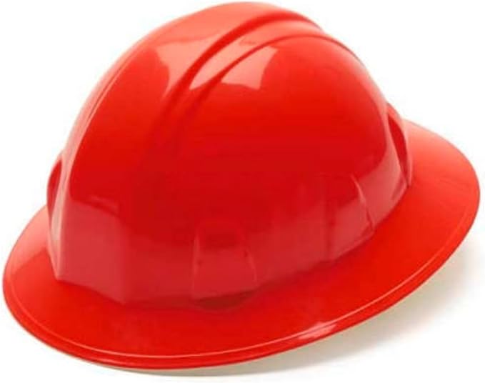 Pyramex HP24120 Full Brim Hard Hat 4 Point Ratchet Suspension - Red