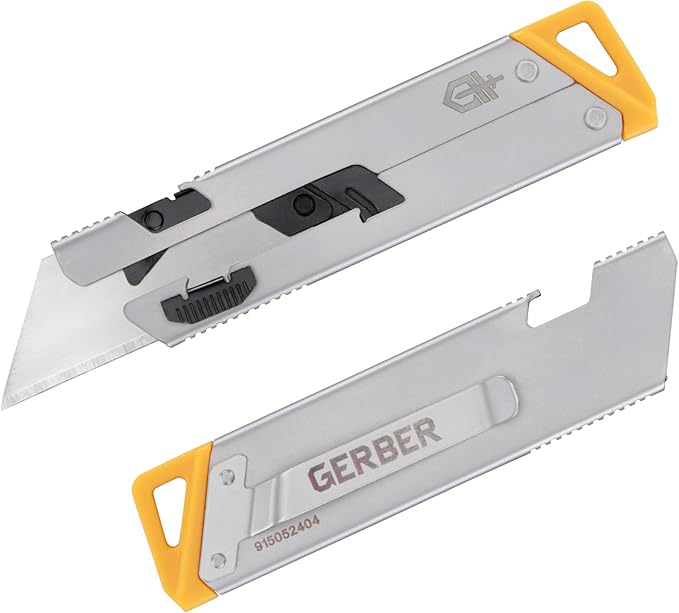 Gerber Gear EAB Slim Compact Utility Knife, Clips to Pocket or Keychain with Replaceable Blade with Bottle Opener for Everyday Carry, EDC Gear with Box Cutter Retractable, Silver