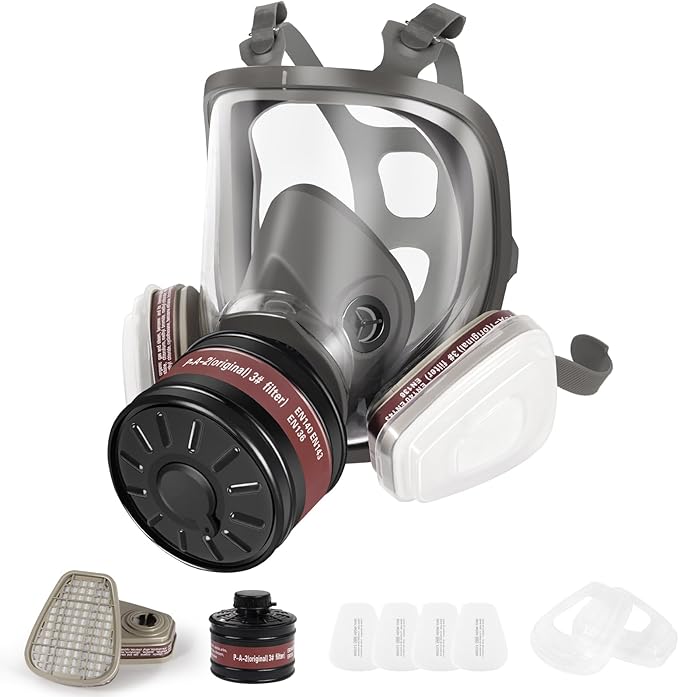 Respirator Mask with Filters - Reusable Gas Mask Against Organic Vapor Chemicals Spray Paint