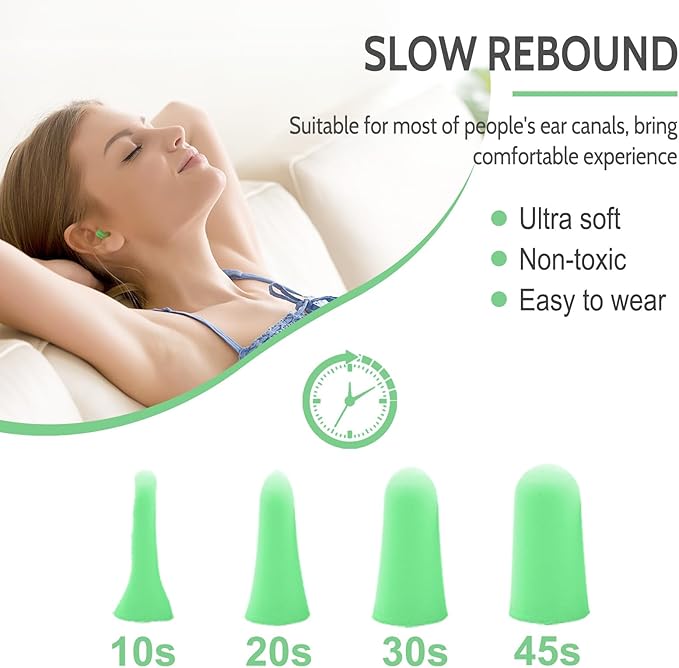 LYSIAN Ultra Soft Foam Earplugs for Sleep – 38dB SNR Disposable Ear Plugs for Sleeping, Snoring, Work & Shooting. Comfortable, Soundproof & Noise Cancelling – 60 Pairs (Green).