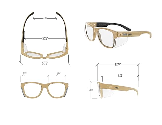 MAGID Y50 Series Performance Anti-Fog Polycarbonate Safety Glasses with Side Shields, 12 Pairs, Clear Lens | Coyote Tan, Y50TNAFC
