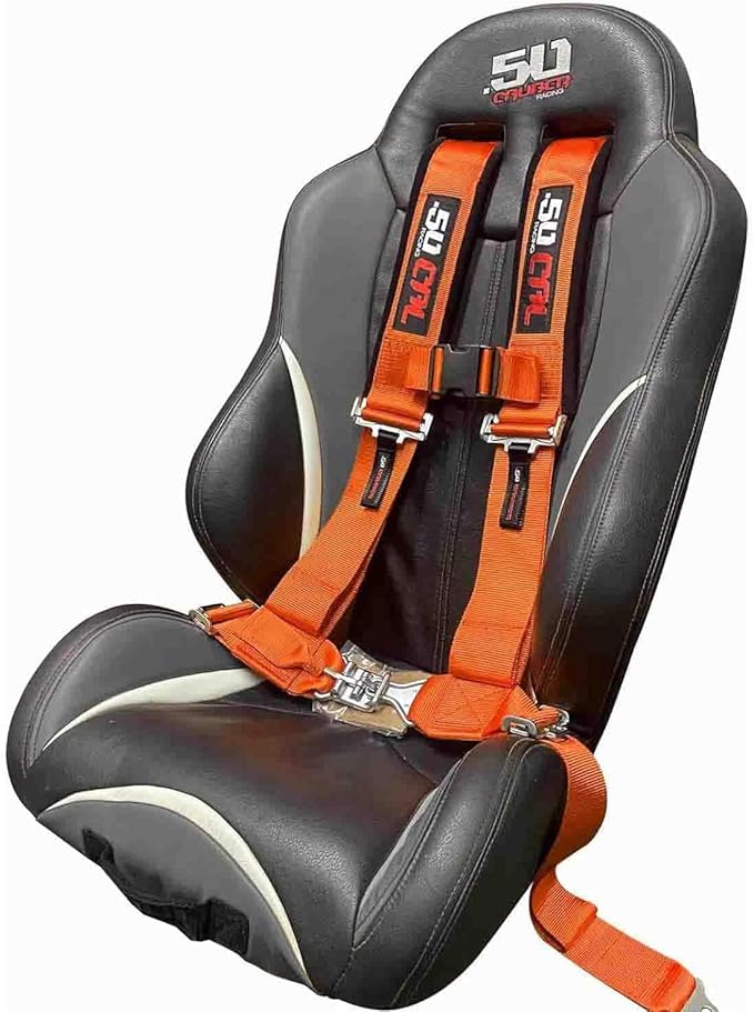 4 Point 2" Racing Harness for Bucket Seats, Quick Release Safety Belt for UTV/RZR, Adjustable Seatbelt with Mounting Hardware, Choose from 9 Colors, Secure Fit for Off-Road Vehicles, Orange, (6008A3)