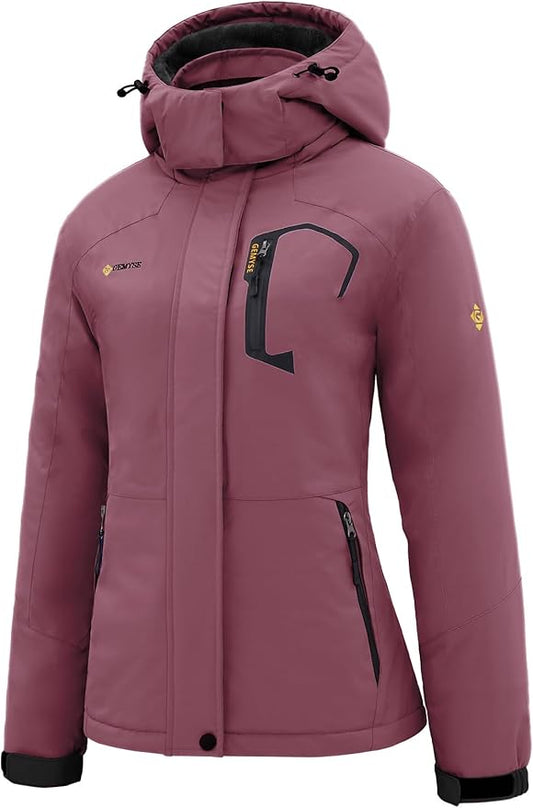 GEMYSE Women's Ski Snow Jacket Warm Winter Waterproof Coat Snowboard Rain Jacket Hooded Windproof Windbreaker