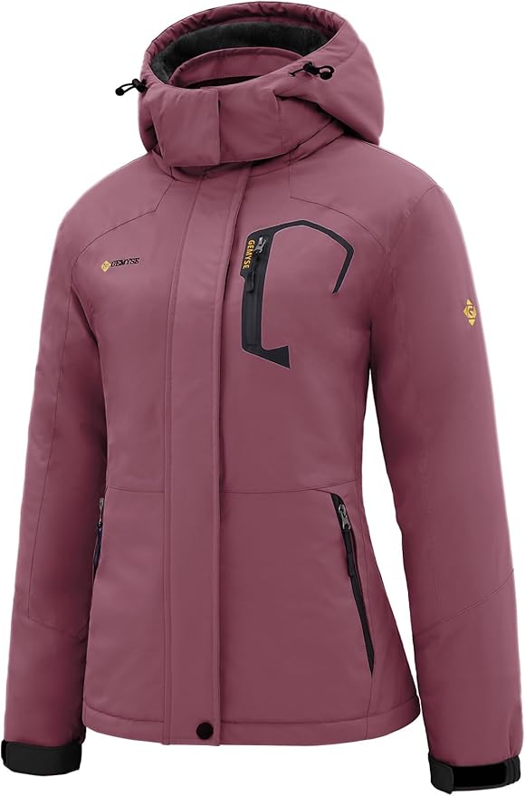 GEMYSE Women's Ski Snow Jacket Warm Winter Waterproof Coat Snowboard Rain Jacket Hooded Windproof Windbreaker