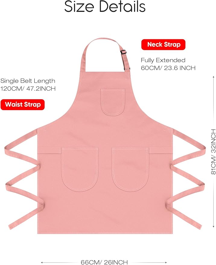 Unisex Apron with Pockets for Cooking, Salon & Art - 100% Cotton Adult Kitchen, Chef, Stylist Apron
