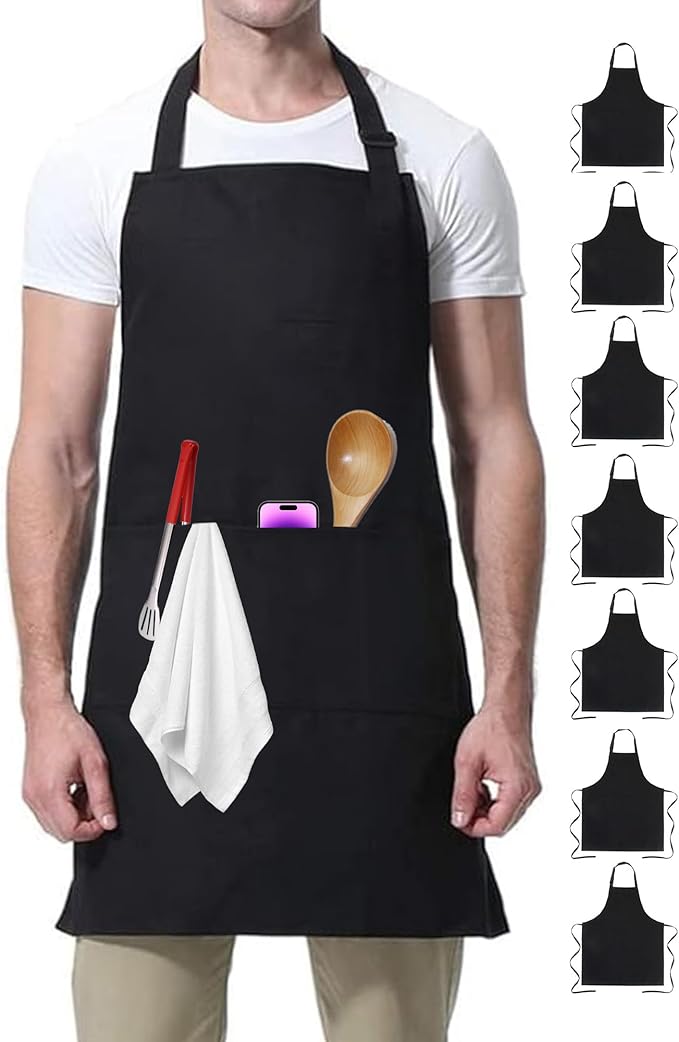 Xeoxarel Chef Apron for Men and Women, 31" x 27" Large with 36" Waist Ties, 2 Pockets, Durable Kitchen Cooking Aprons