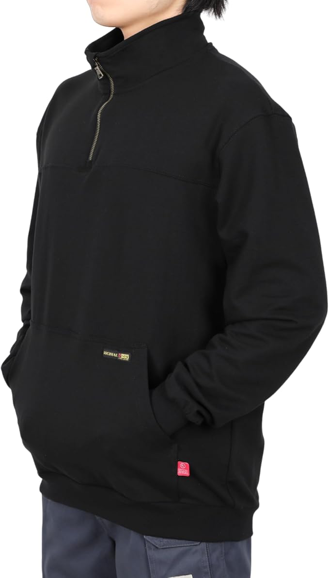 BOCOMAL FR Sweatshirts Midweight Non-Fleece Mock Neck 1/4 Quarter Zipper Water/Stain Repellent Fire Resistant Shirts