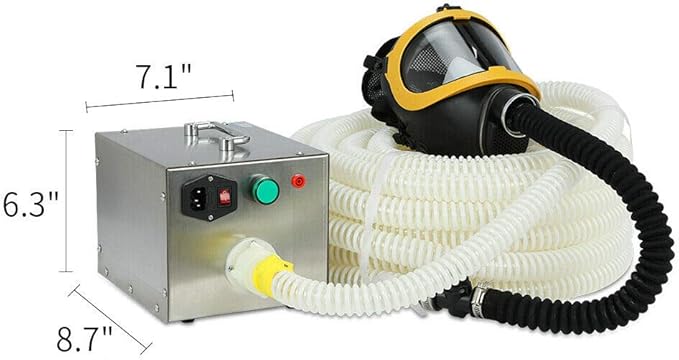 High Efficiency Powered Air Purifying Respirator (PAPR) System with 66ft Long Tube, Self-Priming Air Respirator Kit (66FT/20M Tube)